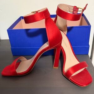 Stuart Weitzman Red Ankle Strap Heels